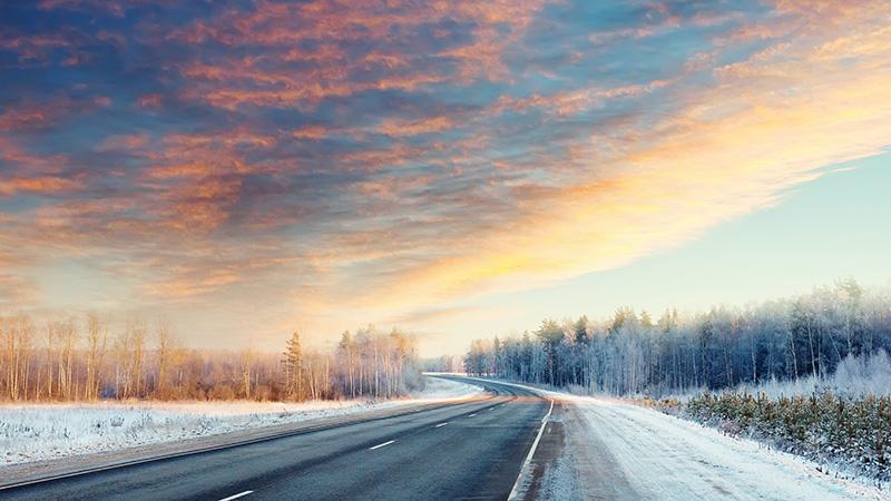 Snowy winter road