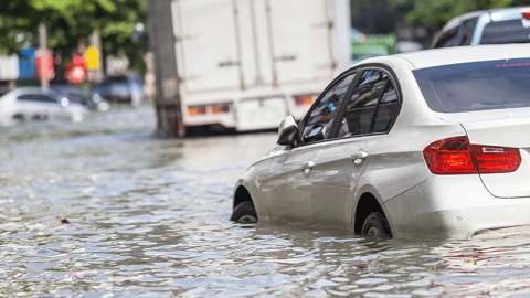 Flooded city street