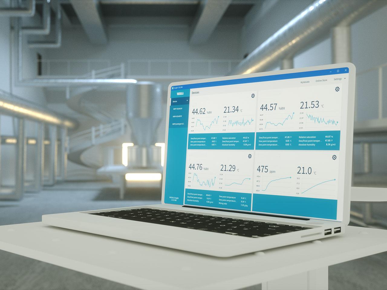 Vaisala Insight Software gives quick access to the configurations and data of the Indigo family measurement probes and other supported devices. 