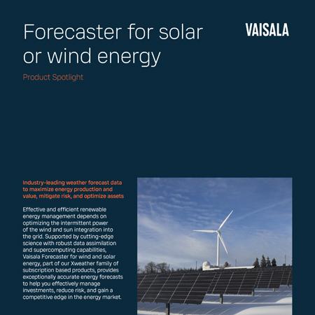 Forecaster for solar or wind energy