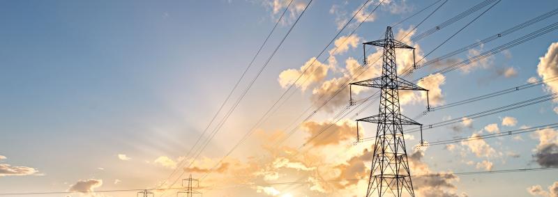 Power grid at sunset